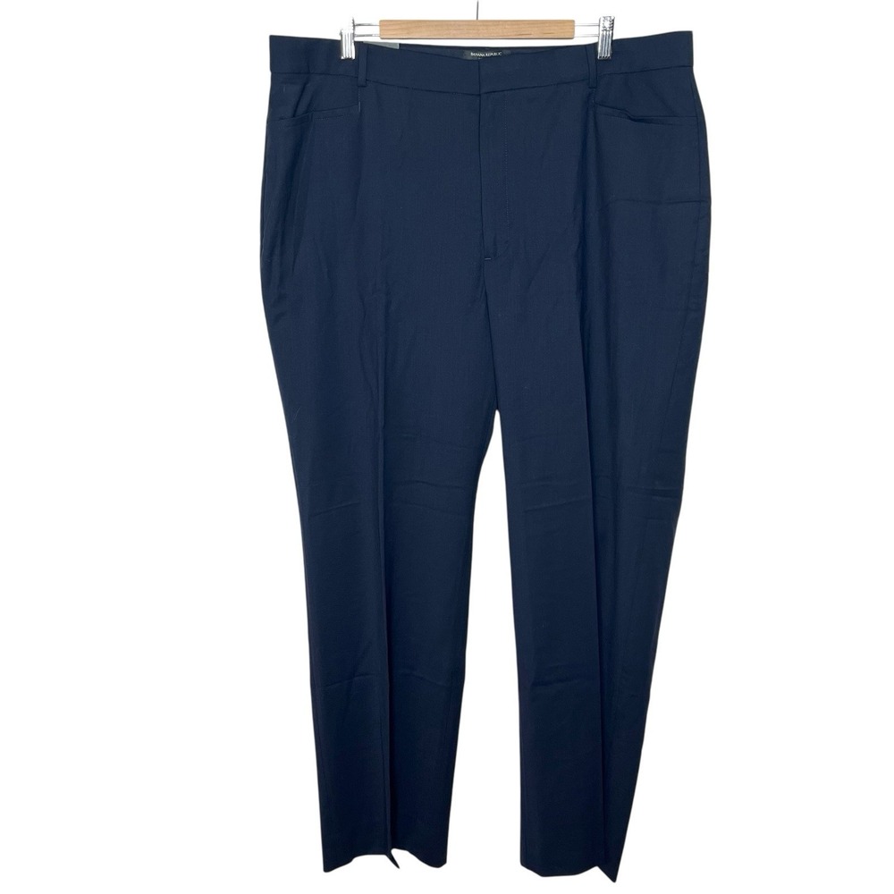 Banana Republic High Rise Straight Leg Italian Wool Pants Navy Womens 20